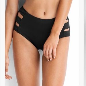 Seafolly High waisted quilted black bikini bottoms